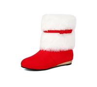 Generisch 2026 Momen Boots with Faux Leather White Faux Leather Cuffs for Christmas, red, 2 UK