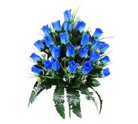 Generisch 2026 Mourning Silk Cemetery Flowers, Grave Flowers, Artificial Bouquet, Red Lilies, White Daisies, Roses for Decoration (Blue, 40 x 30 cm)