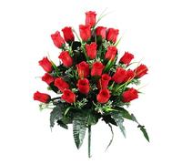 Generisch 2026 Mourning Silk Cemetery Flowers Grave Flowers Artificial Bouquet Red Lilies White Daisy Roses for Decoration (Red, 40 x 30 cm)