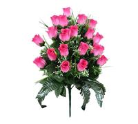 Generisch 2026 Mourning Silk Cemetery Flowers Grave Flowers Artificial Bouquet Red Lilies White Daisy Roses for Decoration (40 x 30 cm)