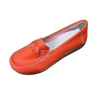 Generisch 2026 Multicoloured Leather Shoes Soft Sole Pump Flat Casual Shoes, orange, 5 UK