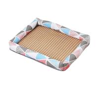 Generisch 2026 Natural Pet Mat, Pet Cooler, Summer Linen Rattan Mat, Woven Breathable Square Washable Rattan Bed with Edge for Dogs and Cats (Red, L)