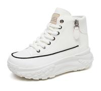 Generisch 2026 New Arrivals Trainers Women's Platform High Top Sneakers Casual Lace-up Shoes Canvas Comfortable Everyday Hiking Shoes for Women, White, 8.5 UK