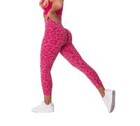 Generisch -2026 Popular Leopard Print Snowflake Print Shorts Seamless Yoga Pants Leopard Print Jacquard Animal Print, Hot Pink, M