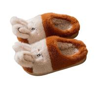 Generisch 2026 Rabbit Slippers Warm Cosy Winter Slippers for Toddlers Soft Faux Leather Lining Comfortable Design with Cute Rabbit Print, brown, 31.5 EU