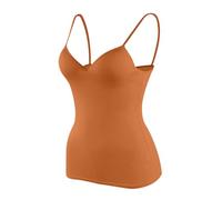 Generisch 2026 Shelf Bra Camisoles Adjustable Spaghetti Strap Tank Tops Basic Layer Women's Vests Coloured, orange, M