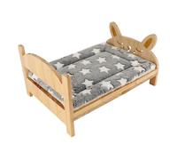 Generisch 2026 Small Rabbit Bed Cartoon House with Soft Underlay, Removable Wooden Bed for Rabbits, Hedgehog Cage for Kittens, Hamsters, Gliding Squirrel, Indoor (Khaki, 26.5 x 36 cm)