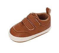Generisch 2026 Spring Baby Toddler Shoes with Flat Bottom for Boys Girls Comfortable Non-Slip Sole Double Hook Loops in Simple Style, brown, 4 UK Child