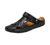 Generisch 2026 Summer Breathable Hand-Stitched Foot Cover Casual Beach Lazy PU Outdoor Trade Sandals for Men Waterproof Shoes 39 Men, black, 10 UK