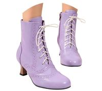 Generisch 2026 Timeless Lace-Up Ankle Boots with Round Toe Medium Heel for Women - Versatile Casual Elegance for Everyday Celebrations Holiday Travel, purple, 7 UK