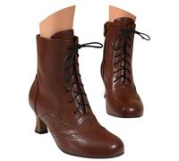 Generisch 2026 Timeless Lace-Up Ankle Boots with Round Toe Medium Heel for Women - Versatile Casual Elegance for Everyday Celebrations Holiday Travel, brown, 7 UK