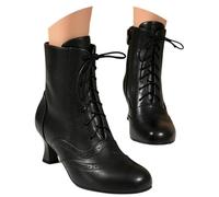 Generisch 2026 Timeless Lace-Up Ankle Boots with Round Toe Medium Heel for Women - Versatile Casual Elegance for Everyday Celebrations Holiday Travel, black, 7 UK