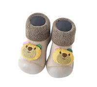 Generisch 2026 Toddler Children Toddler Newborn Baby Boys Shoes First Cute Cartoon Thickened Warm Non-Slip Socks Shoes Prewalker Trainers, khaki, 4 UK Child