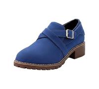 Generisch 2026 Versatile Ankle Boots with Adjustable Strap Side Zip Elegant Finish - Perfect Everyday Shoes for Cold Days with Non-Slip Sole Comfortable Heel, blue, 7 UK