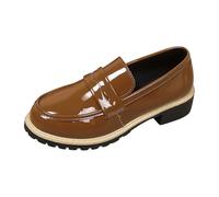 Generisch 2026 Versatile High Sole Loafers in Classic British Design, Simple Plain Casual Shoes for All Day Wear, coffee, 6 UK