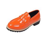 Generisch 2026 Versatile High Sole Loafers in Classic British Design, Simple Plain Casual Shoes for All Day Wear, orange, 8.5 UK