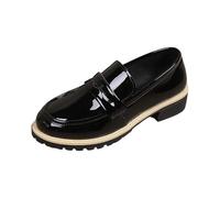 Generisch 2026 Versatile High Sole Loafers in Classic British Design, Simple Plain Casual Shoes for All Day Wear, black, 6 UK