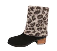 Generisch 2026 Winter Boots Leopard Print Thickened Leg Warmers, black, 8.5 UK