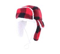 Generisch 2026 Winter Hat, Adjustable, Chequered, with Ear Flaps, Winter Hats for Small Children, Puppies, All Sizes in Cold Weather, for Travel (Red, 18 x 20 cm)