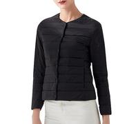 Generisch 2026 Winter Jacket Women's Winter Coat Women's Down Jacket Plain Elegant Round Neck Thin White Duck Down Collarless Short Slim Fit Liner Long Sleeve Warm Down Jacket, black, XL