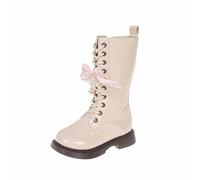 Generisch 2026 Winter Knee High Leather Boots with Side Zip Non-Slip Sole for Teenagers, beige, 2 UK