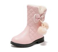 Generisch 2026 Winter Snow Boots with Non-Slip Thick Sole Warm Comfortable Bow Boots for Winter Plain, pink, 1/1.5 UK