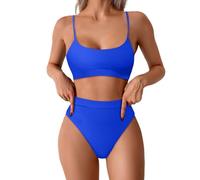 Generisch 2026 Women's Bikini Set with Halterneck Push Up Bikini Bottoms Push Up Bikini Top Two Piece Swimsuit Crop Summer, blue, M