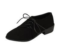 Generisch 2026 Women's Casual Shoes Retro Pointed Toe Lace Up Thick Heel Mary Jane Low Heel for Daily Relaxation Date, black, 7 UK