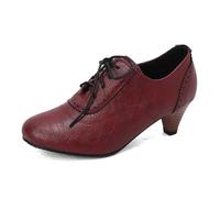 Generisch 2026 Women's Europe and the United States Foreign Trade in Spring and Summer Deep Mouth Tied with Solid Colour Shoes Retro Flowers Women Shoes, Brick Red, 9 UK
