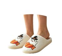 Generisch 2026 Women's Halloween Lined Slippers - Warm Thick Casual Shoes for Cosy Hours in Your Own Four Walls Non-Slip Sole Open Heel Comfortable, White, 7 UK