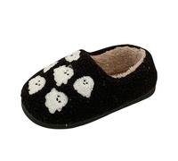 Generisch 2026 Women's Halloween Print Slippers Cosy Slip On Indoor Outdoor Soft Sole Flat Comfortable All Year Round Unisex Design, black, 7 UK