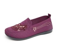 Generisch 2026 Women's High Quality Embroidered and Printed Mesh Slippers - Flat, Comfortable Trainers for Everyday Use, Stylish Casual Shoes for Mums, purple, 9 UK