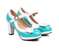 Generisch 2026 Women's Mary Jane with Block Heel, Colour Bow Design for Leisure, Dates, Gn2, 10 UK