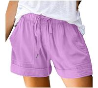 Generisch 2026 Women's Plus Size Shorts Casual Summer Beach Drawstring Shorts with Pockets Loose Cute Holiday Trendy Clothing Shorts with Ornament Print, Hot Pink, XXL