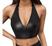 Generisch 2026 Women's PU Lingerie with Buckle Strappy Neck Bra Underwire Push Up Bralette, black, M