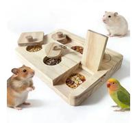Generisch 2026 Wooden Foraging Games for Small Animals, Hidden Foraging Games Wood, Feeder for Hamsters, Pigs, Rabbits. (Beige, 18 cm)