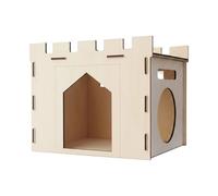 Generisch 2026 Wooden Rabbit House, Large, 40 x 30 x 30 cm, Plug-In System, Rodent House for Dwarf Rabbits and Guinea Pigs, DIY Rabbit House for Nibbling with 2 Entrances (Yellow, 40 x 29 cm)