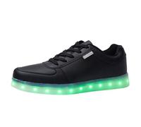 Generisch 2027 Colourful LED Light Shoes Korean Version Pair USB Sports Board Shoes Low Top Gold Silver Women's Trainers, black, 8.5 UK