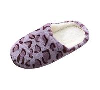 Generisch 2027 Flat Velvet Slippers Plus for Women Toe Leopard Slippers Round Slippers Women's Slippers, purple, 8 UK