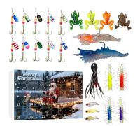 Generisch 24 Days Christmas Fishing Lure - Christmas Countdown, Fishing Lure Set | For Freshwater Saltwater Trout Bass Anglers Men Boyfriend Father Husband Teenager Rivers Lakes