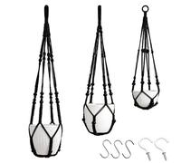 Generisch 3 Pack Handwoven Boho Basket Plant Hangers - Crochet Plant Hangers - Outdoor Ceiling Window Bathroom Patio Door Indoor