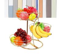 Generisch - 3-Tier Metal Worktop Shelf | Non-Slip Space Saving Fruit Unit with Banana Hooks | Durable Iron Products Folder for Kitchen Counter, Restaurant