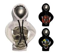 Generisch 3 x Gear Knob Hoodie, Halloween Skull Car Gear Knob Cover Hoodie, Car Cotton Gear Shift Hoodie Protection, Skull Hoodie for Gear Shift, Adjustable Gear Lever Decoration