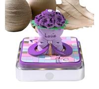 Generisch 3D Calendar 2026, Rose Memo Block Paper Tear-Off Pad Sculpture Art Notepad, Carved Timepiece Notepad with LED Lighting and Acrylic Housing for Office Desk Decoration