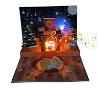 Generisch 3D Christmas Card, Christmas Greeting Cards - Fun Cartoon Cat Dog Postcard - 3D Fireplace Card Santa Projection Accessories for Festive Parties, Collectable Toys for Christmas