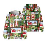 Generisch 3D Digital Print Men's Hoodie Christmas Carnival Loose Casual Sweatshirt Hoodie with Breathable Fabric for Leisure Street Fashion, Green, L