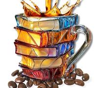 Generisch 3D Painted Books Coffee Mug, Funny Novelty Reading Coffee Cup with Book, Creative 3D Book Stack Shape Coffee Cups, Colouring Books for Readers, Librarians, Writers