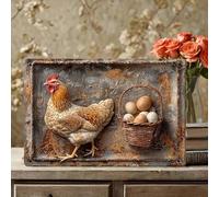 Generisch 3D Retro Chicken Coop Tin Sign, Fresh Eggs Chicken Accessories, Farm Chicken Coop Accessories, Tin Sign Wall Decoration, Retro Wall Decoration, for Farmhouse, Kitchen, Outdoor and Indoor