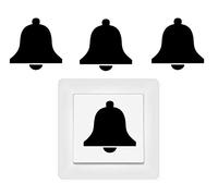 generisch 4 x bell symbol stickers, switch sticker 254/3/4 (black gloss, 3 x 3 cm)
