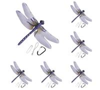 Generisch 6 Pieces Dragonfly Figure, Realistic Bird Scarer, Dragonfly Figure Art, Simulated Dragonfly Artifact Model, PVC Dragonfly Pendant Bag Decoration, for Outdoor Garden Farms (F)